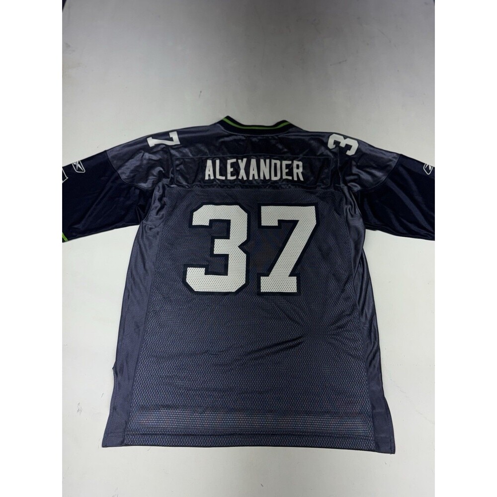 Vintage Seattle Seahawks NFL Blue Jersey Shaun Alexander #37 Reebok Mens Medium